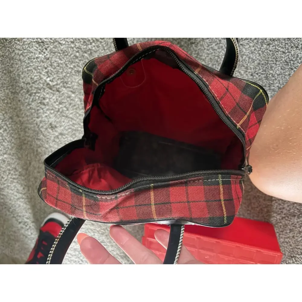 Vintage Aladdins Plaid quart thermos with food case and carrying bag
